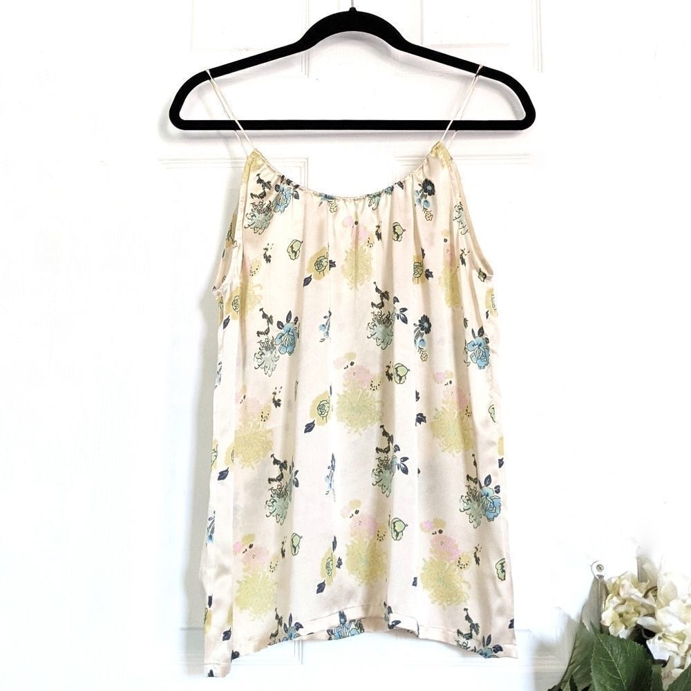 Tucker The Camisole Khaki Layered Floral in Charmeuse Silk Top